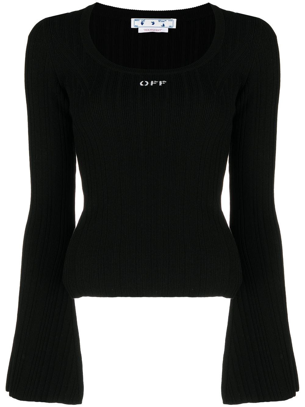 Off-White logo print ribbed top