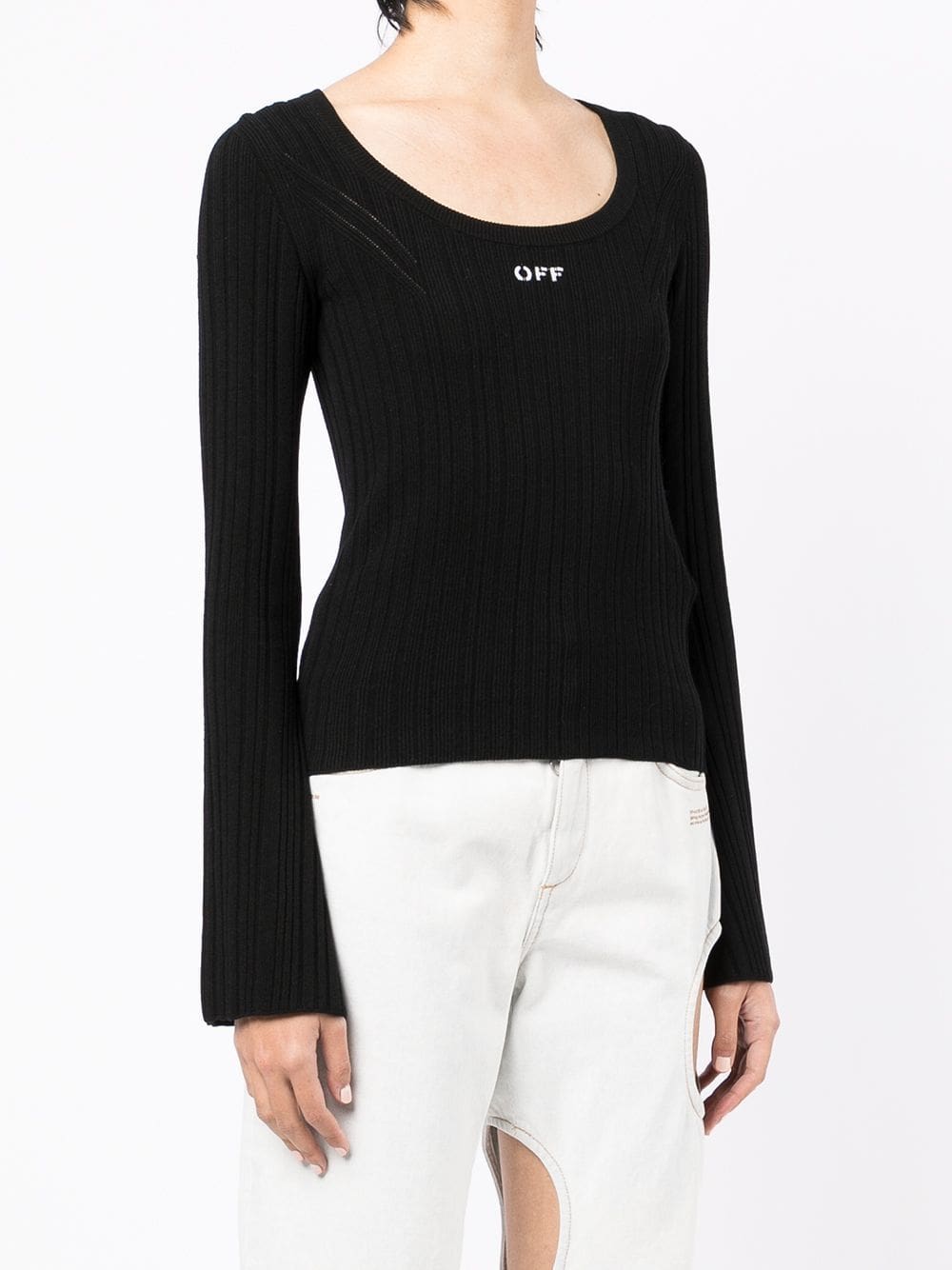Off-White logo print ribbed top - Image 3