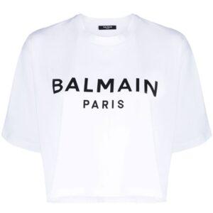 Balmain cropped logo-print T-shirt