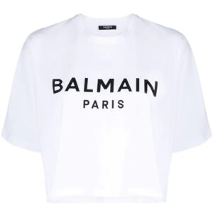 Balmain  cropped logo-print T-shirt