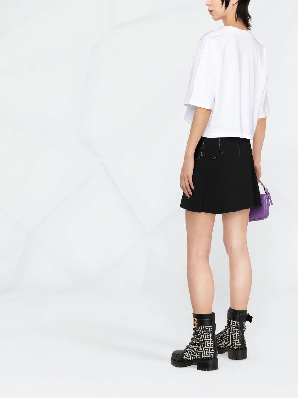 Balmain cropped logo-print T-shirt - Image 3