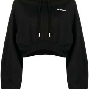 Off-White embroidered-logo cropped hoodie