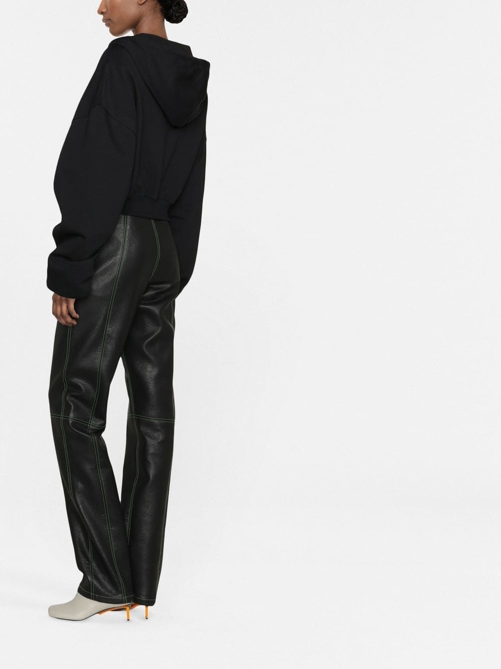 Off-White embroidered-logo cropped hoodie - Image 3