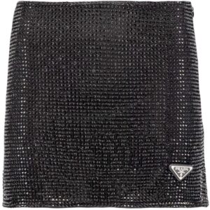Prada rhinestone-embellished mesh miniskirt