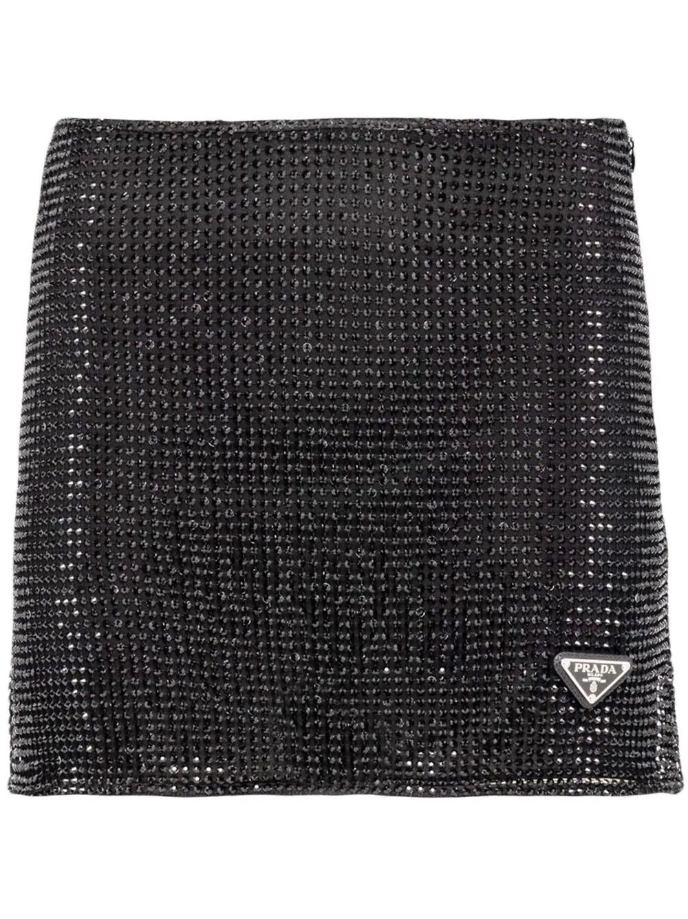 Prada rhinestone-embellished mesh miniskirt