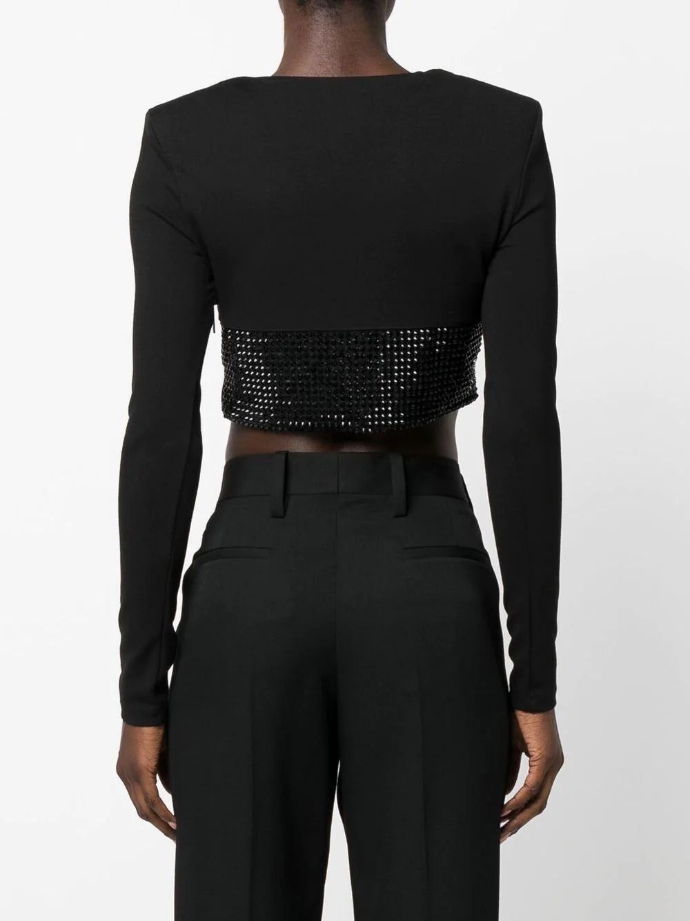 Philipp Plein crystal-embellished cropped long-sleeved top - Image 4