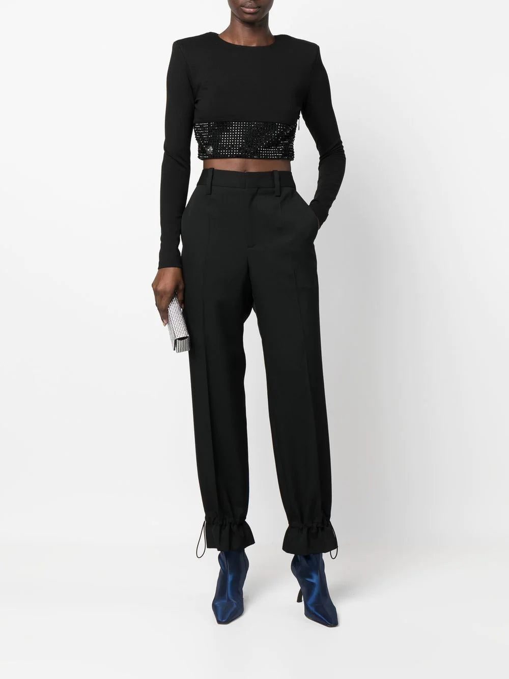 Philipp Plein crystal-embellished cropped long-sleeved top - Image 2