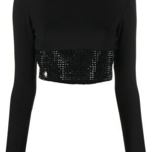 Philipp Plein  crystal-embellished cropped long-sleeved top
