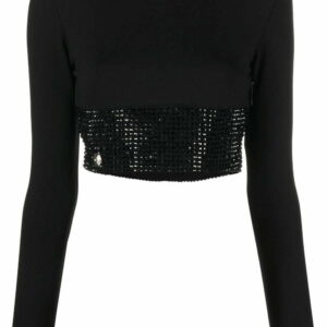 Philipp Plein  crystal-embellished cropped long-sleeved top