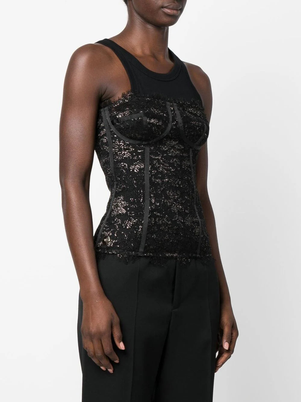 Philipp Plein lace-detail bustier top - Image 3