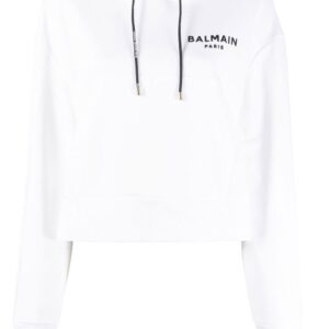 Balmain logo-print cropped hoodie