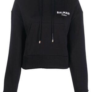 Balmain logo print drawstring hoodie