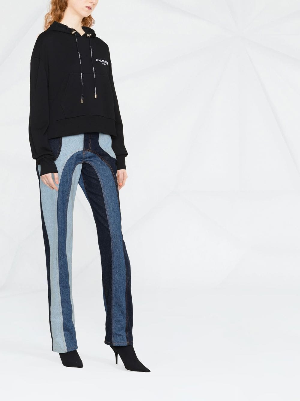 Balmain logo print drawstring hoodie - Image 2