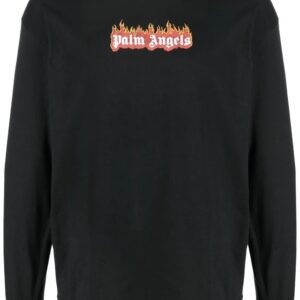 Palm Angels burning logo-print long-sleeve T-shirt