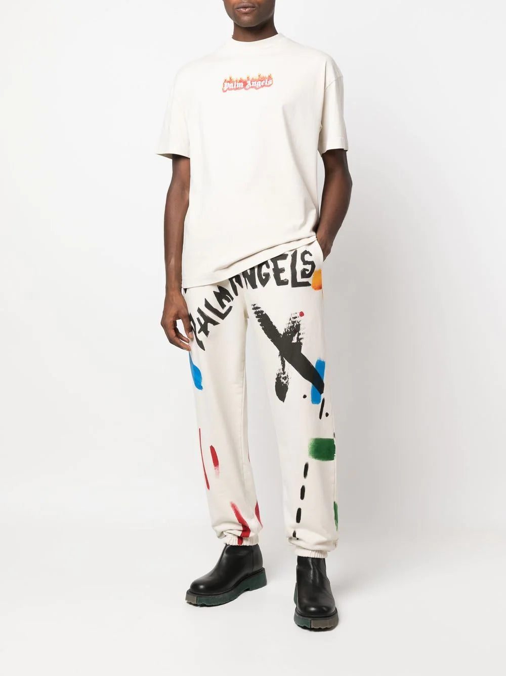 Palm Angels burning logo print T-shirt - Image 2