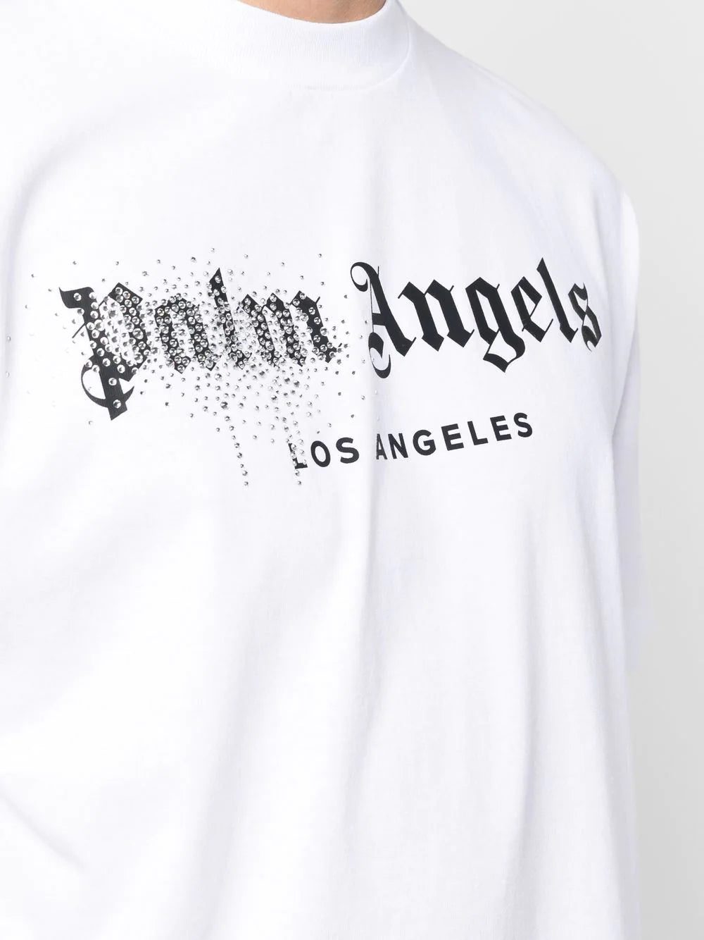 Palm Angels rhinestone sprayed logo-print T-shirt - Image 4