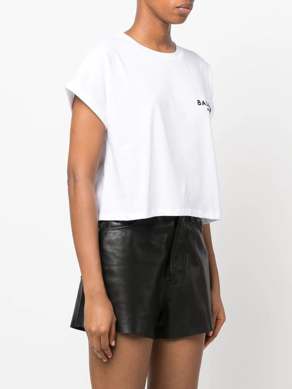 Balmain logo-print cropped T-shirt - Image 3