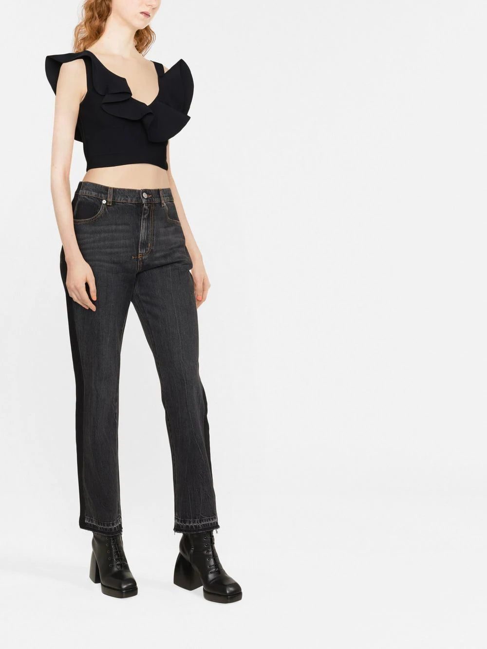 Alexander McQueen gathered-neckline cropped top - Image 2