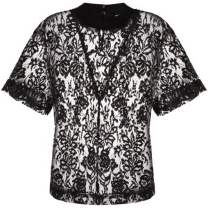 Alexander McQueen  floral-lace short-sleeve top