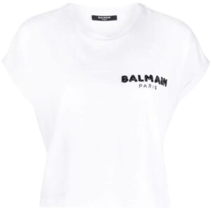 Balmain  sequin logo round neck T-shirt