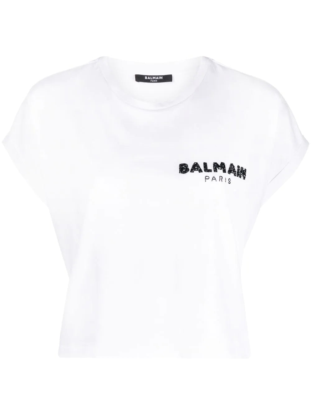 Balmain sequin logo round neck T-shirt