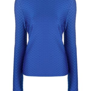 Karl Lagerfeld logo-embroidered textured long-sleeved top