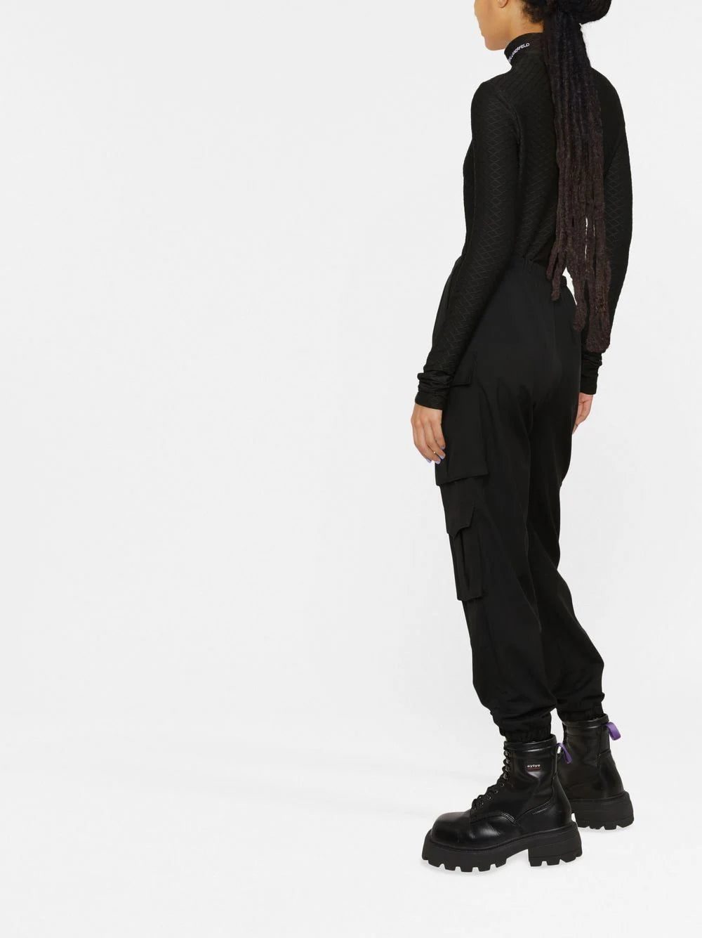 Karl Lagerfeld logo-embroidered textured long-sleeved top - Image 3