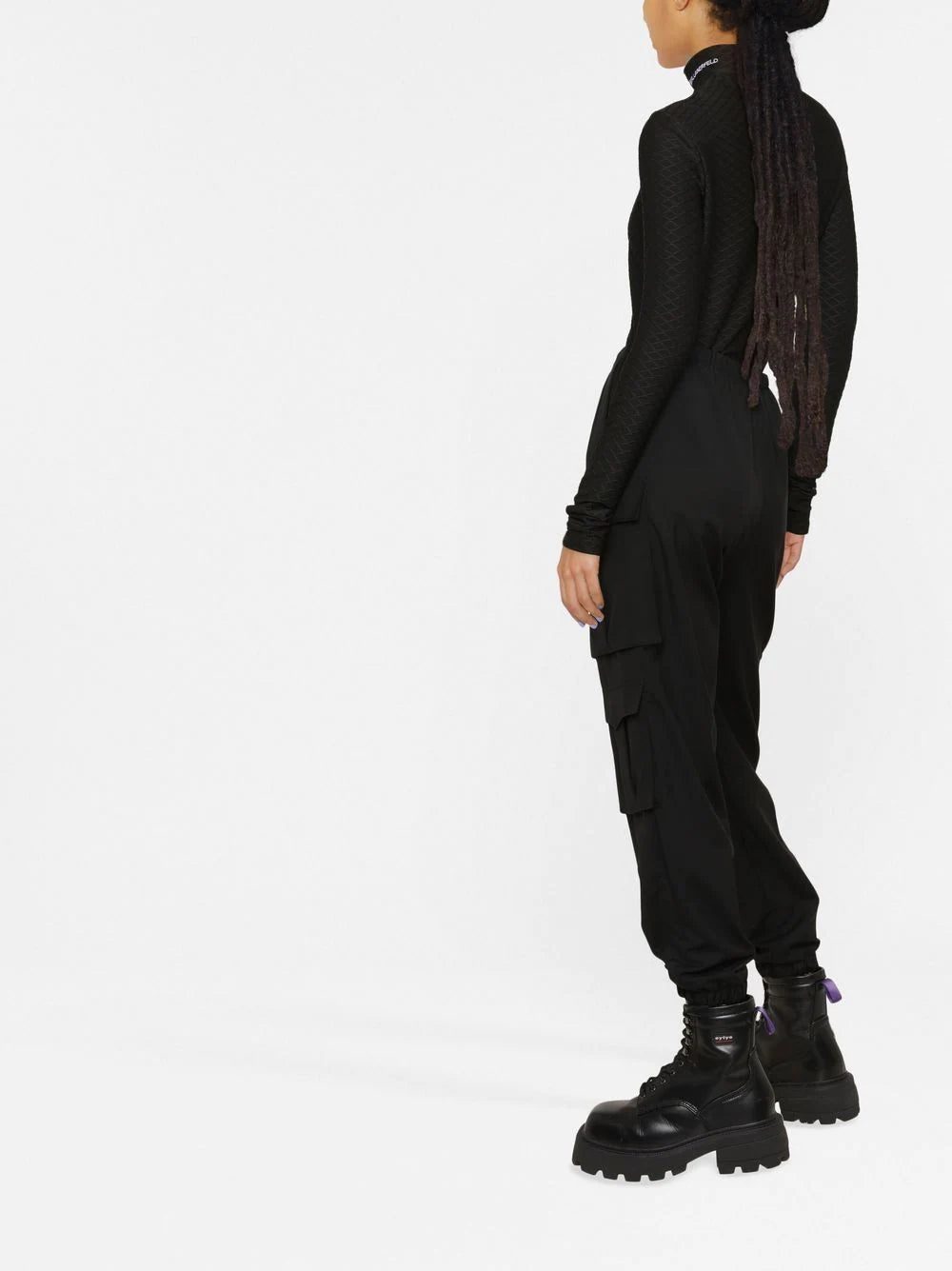 Karl Lagerfeld logo-embroidered textured long-sleeved top - Image 3