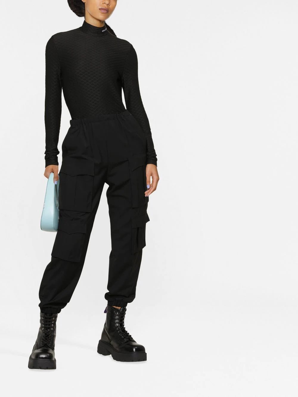 Karl Lagerfeld logo-embroidered textured long-sleeved top - Image 2