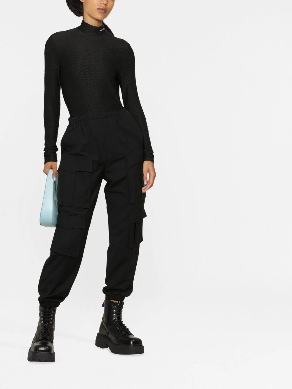 Karl Lagerfeld logo-embroidered textured long-sleeved top - Image 2