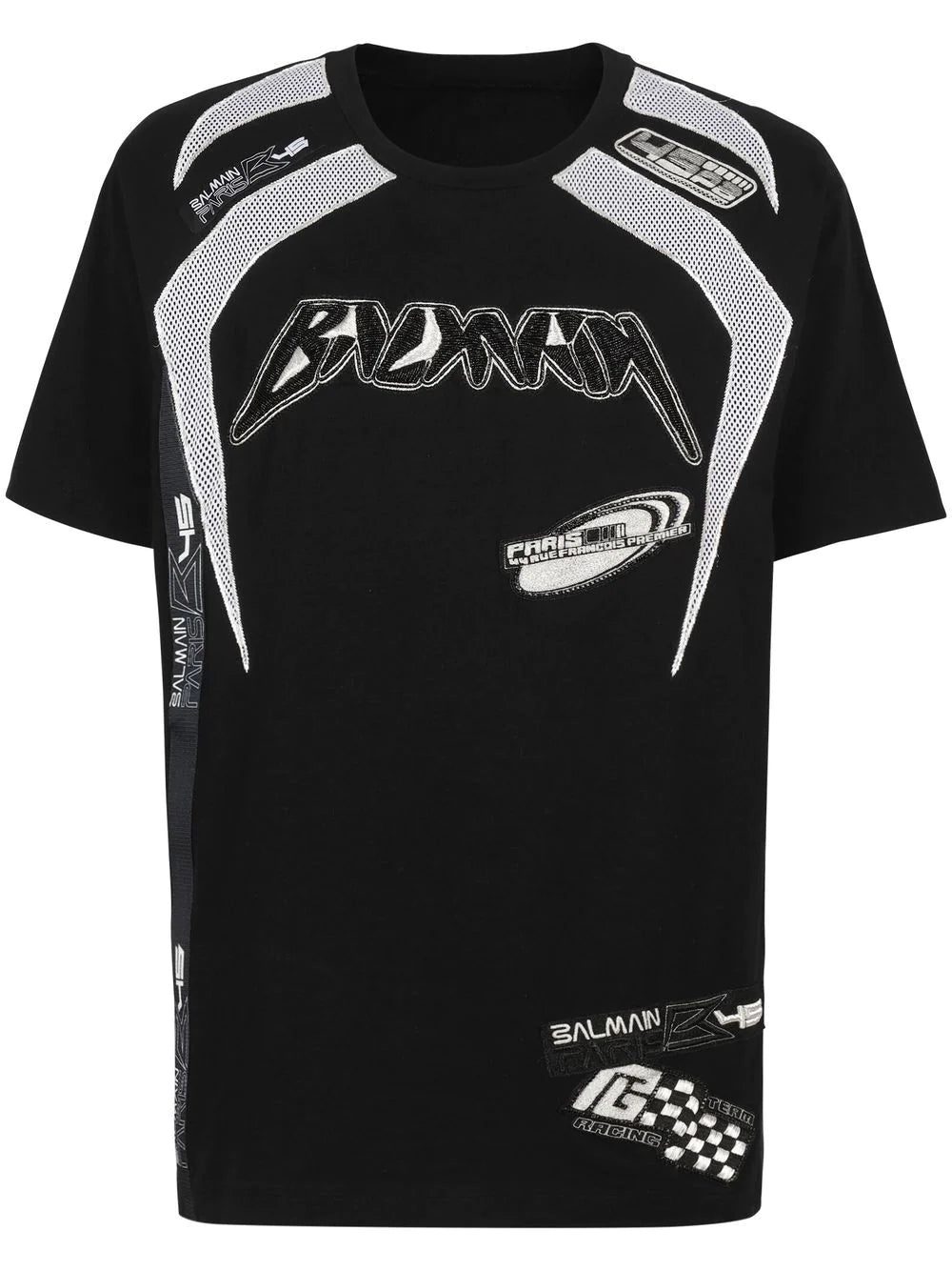 Balmain logo-appliqué mesh T-shirt