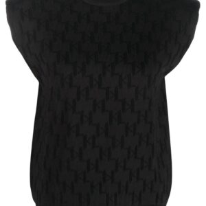 Karl Lagerfeld monogram-jacquard mock-neck top