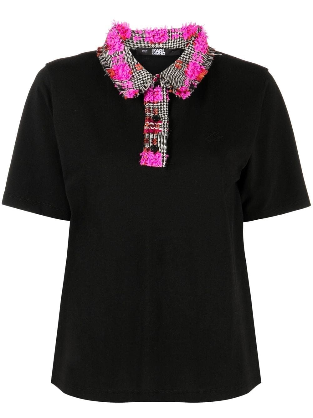 Karl Lagerfeld bouclé-collar polo shirt