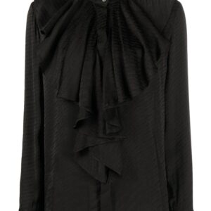 Karl Lagerfeld logo-jacquard ruffled shirt