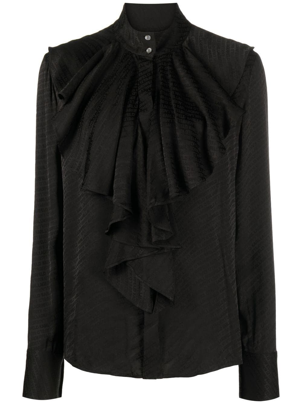 Karl Lagerfeld logo-jacquard ruffled shirt
