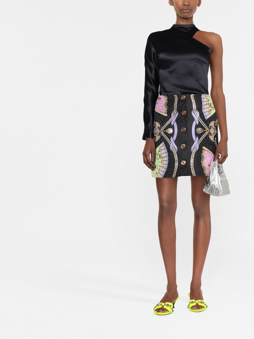 Versace graphic-print Medusa Head button skirt - Image 2