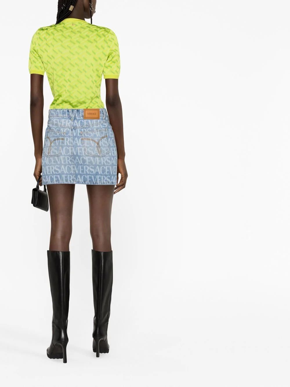 Versace Versace Allover denim miniskirt - Image 4