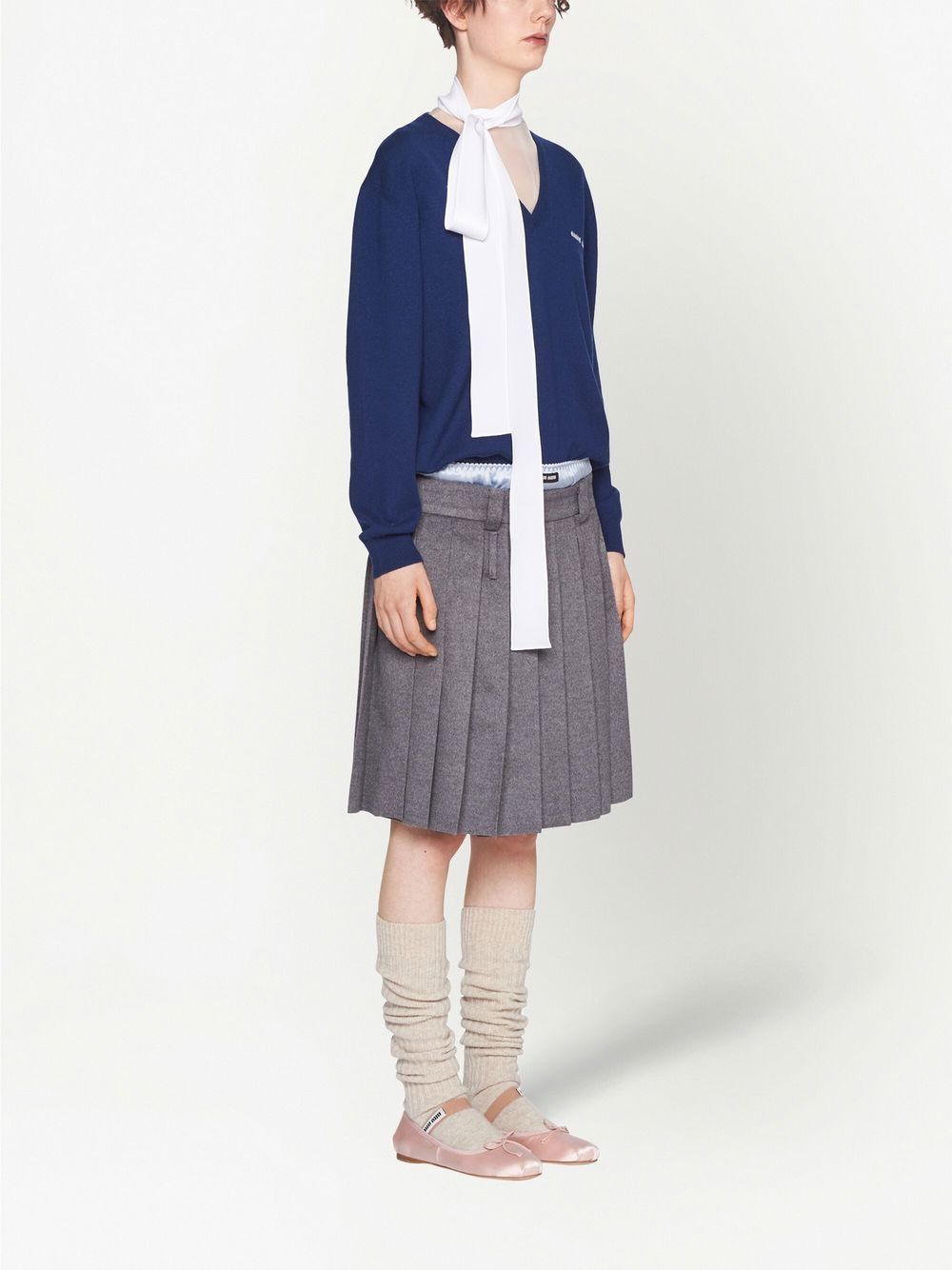Miu Miu pleated wool-velour skirt - Image 3
