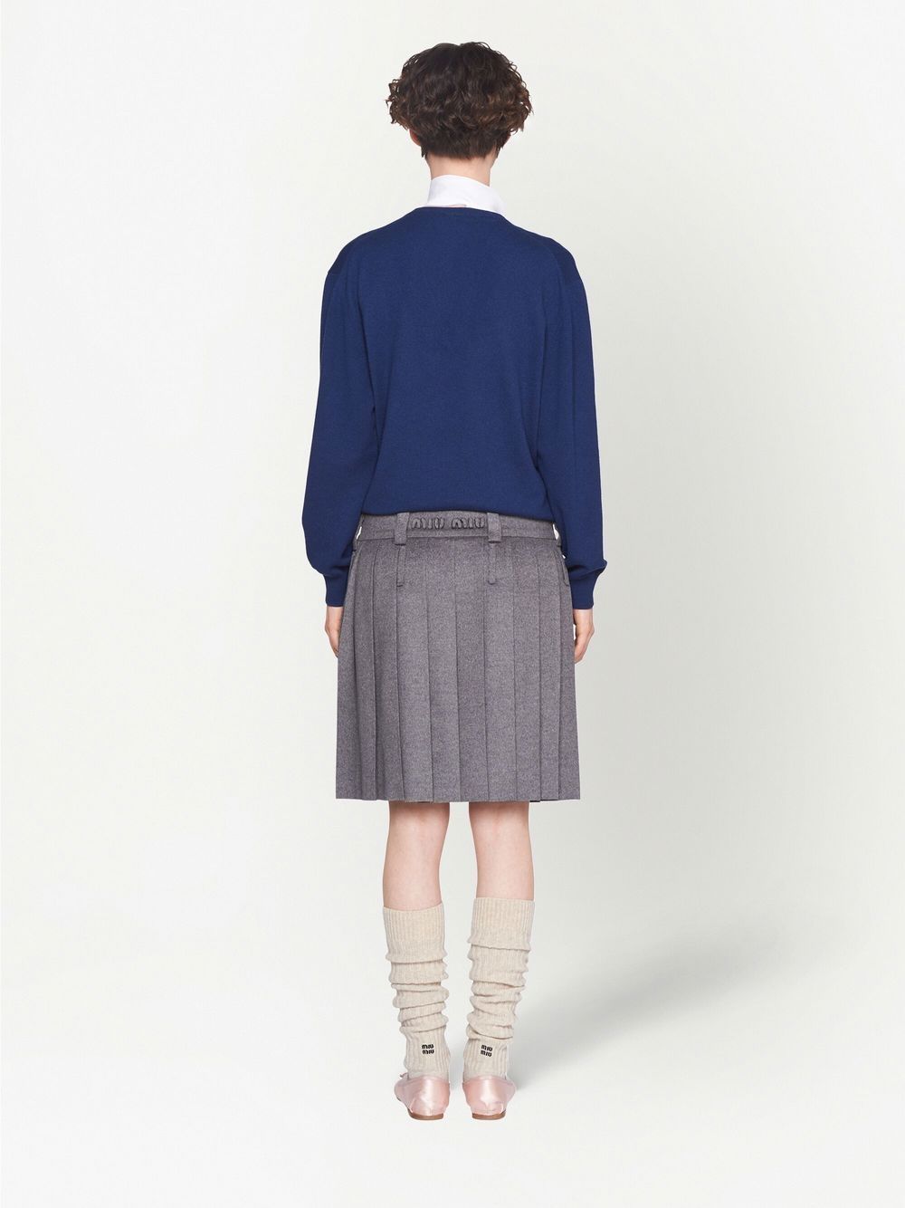 Miu Miu pleated wool-velour skirt - Image 4