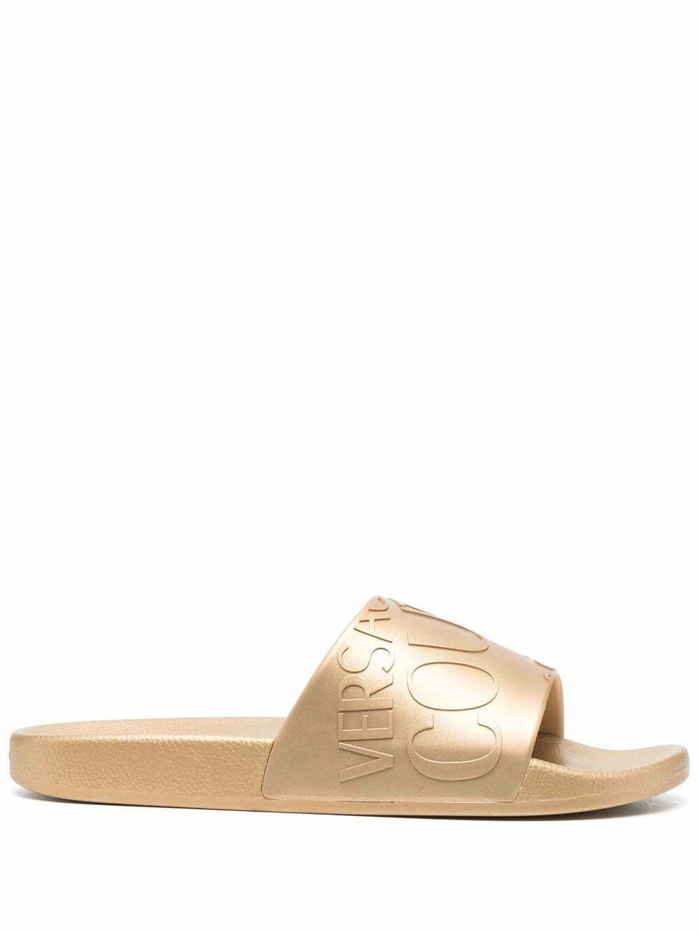 Versace Jeans Couture logo embossed slides