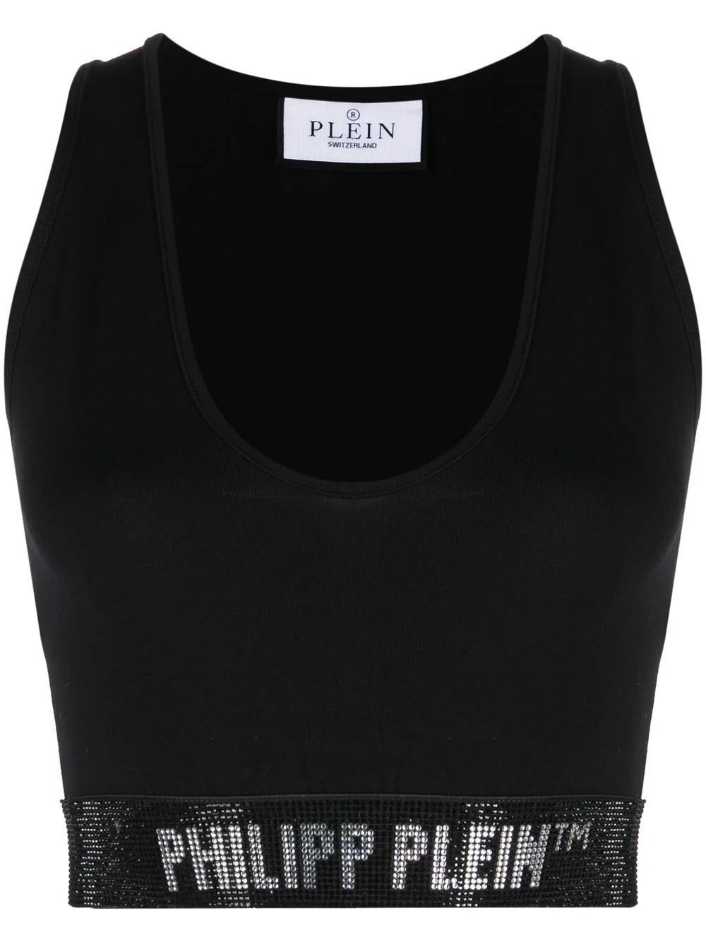 Philipp Plein crystal-embellished logo-band tank top