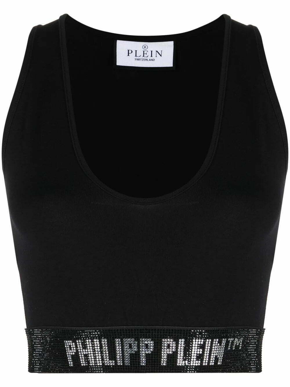 Philipp Plein crystal-embellished logo-band tank top
