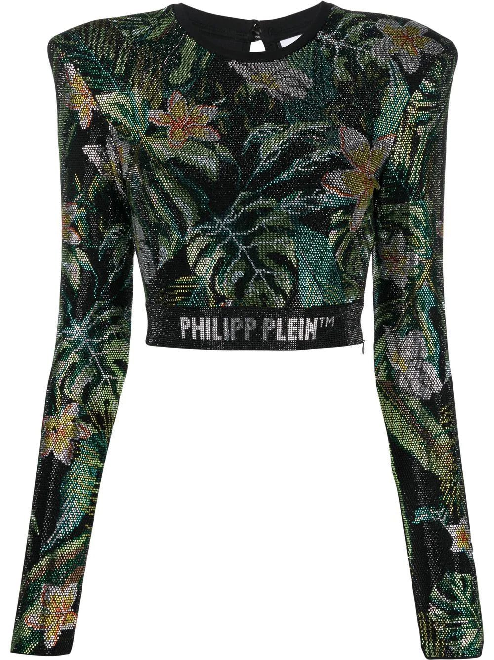 Philipp Plein crystal-embellished long-sleeved top