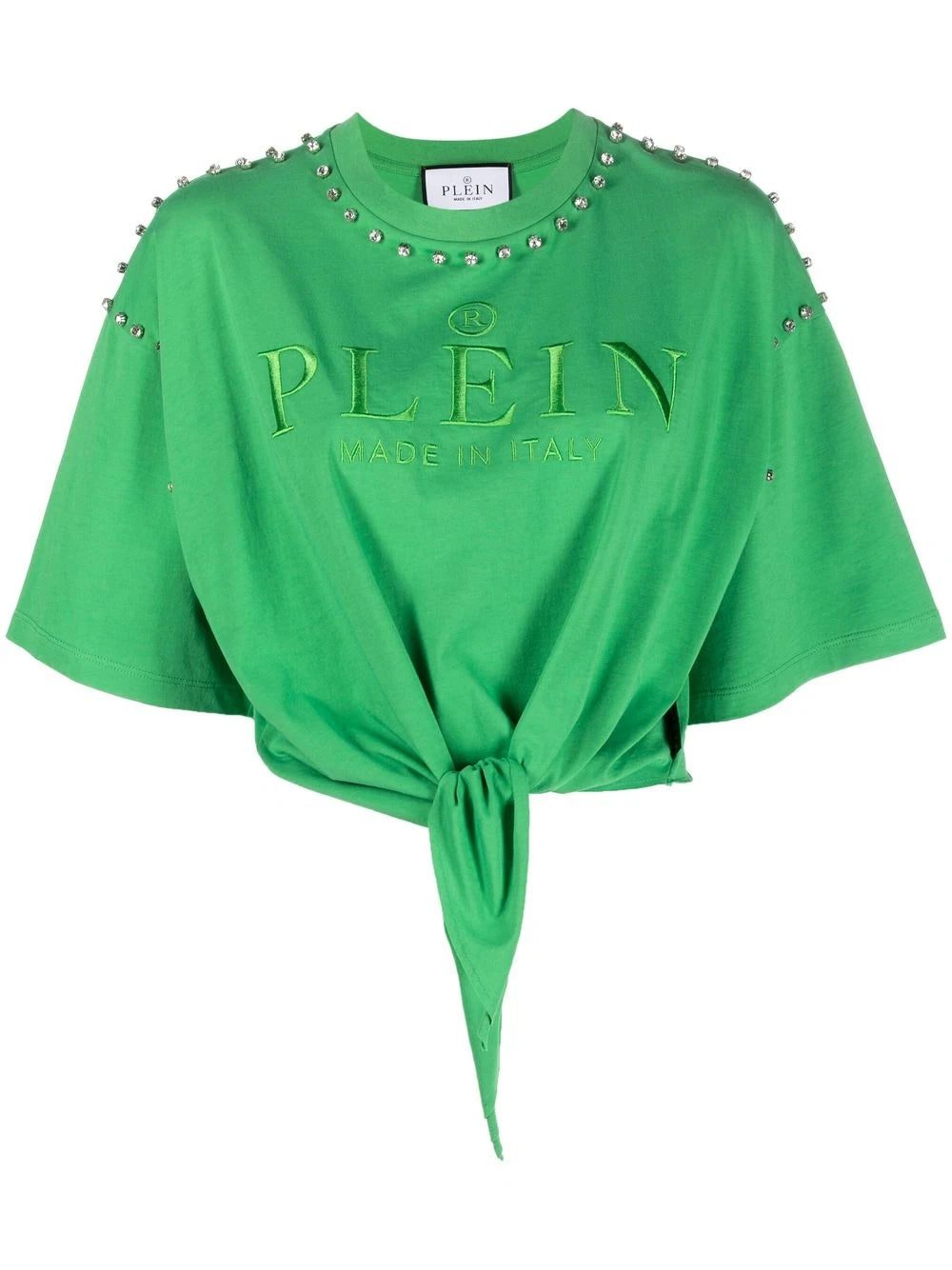 Philipp Plein diamanté-embellished tie-front T-shirt
