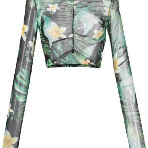 Philipp Plein Hawaii-print cropped top