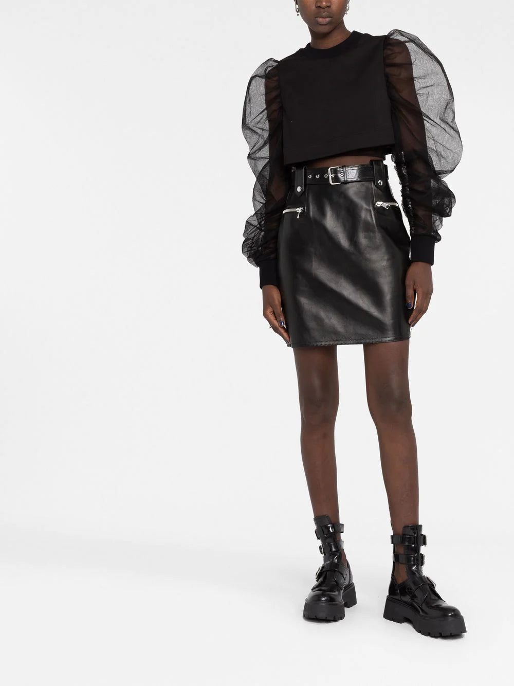 Alexander McQueen puff-sleeve crew-neck blouse - Image 2