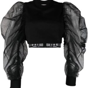 Alexander McQueen  puff-sleeve crew-neck blouse