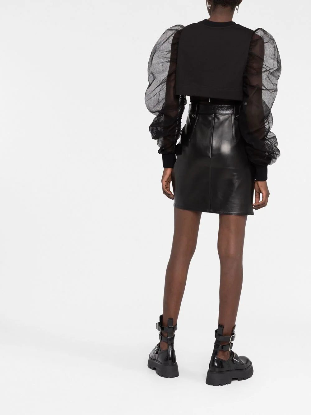 Alexander McQueen puff-sleeve crew-neck blouse - Image 4