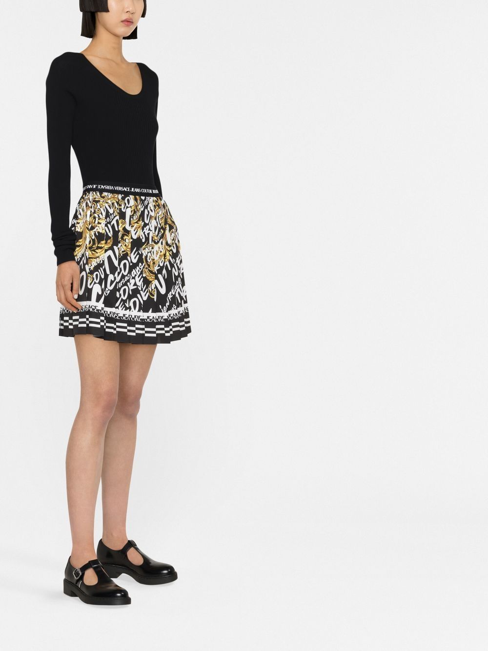 Versace Jeans Couture Barocco-print pleated skirt - Image 3