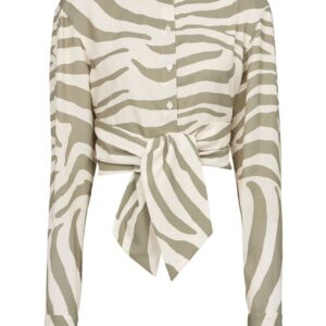 Balmain animal-print tie-waist shirt